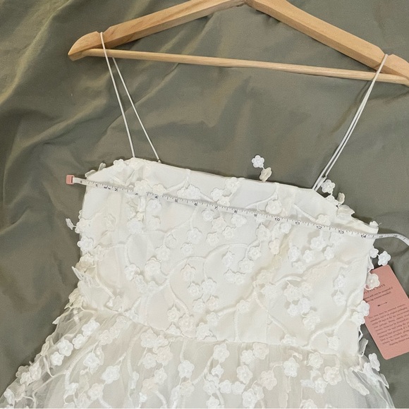 NWT BHLDN Strapless 3D Floral Vine Fit & Flare Midi Wedding Bridal White Dress 4 - Picture 10 of 12